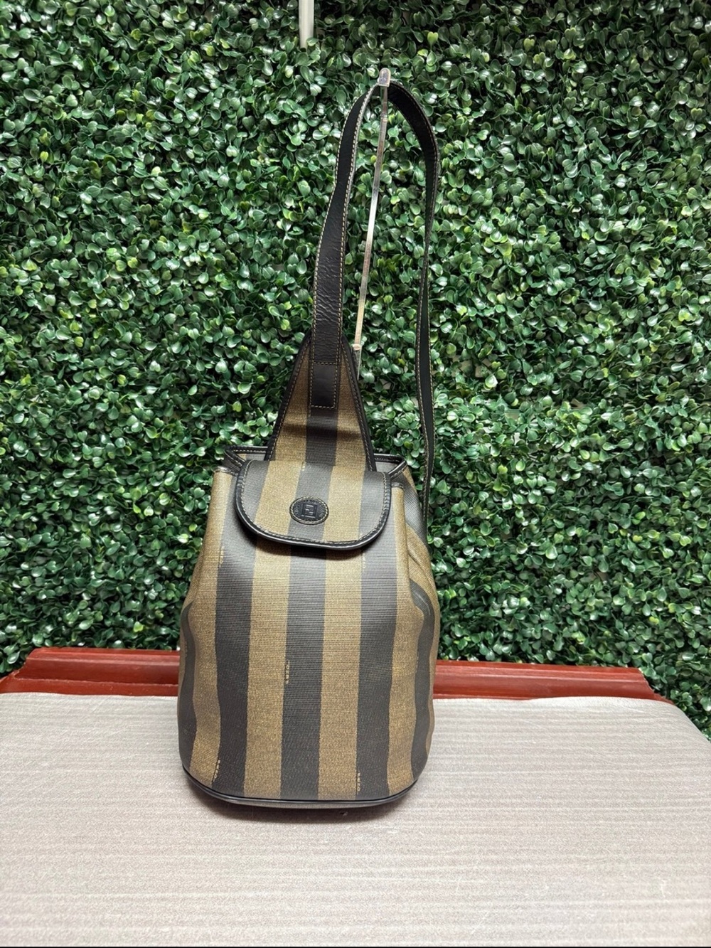 Fendi PEQUIN Striped Sling Backpack Bag Vintage - Picture 2 of 11